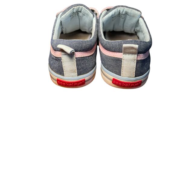 See Kai Run Girl 12.5 Kristin Chambray Denim Blue Pastel Rainbow Sneakers - Picture 5 of 12